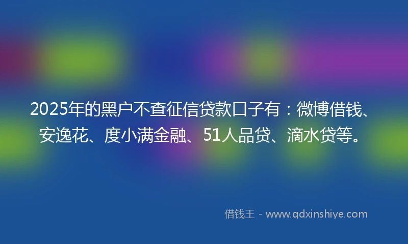 2025年的黑户不查征信贷款口子有：微博借钱、安逸花、度小满金融、51人品贷、滴水贷等。