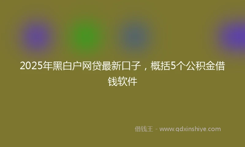2025年黑白户网贷最新口子，概括5个公积金借钱软件