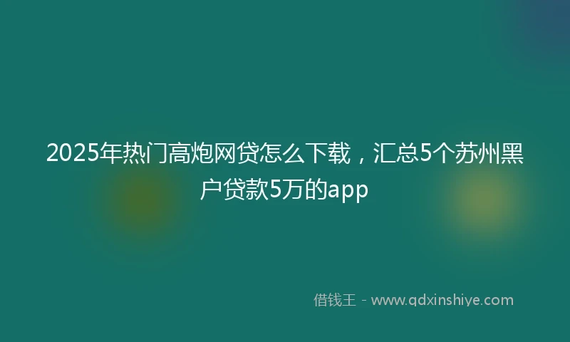 2025年热门高炮网贷怎么下载，汇总5个苏州黑户贷款5万的app