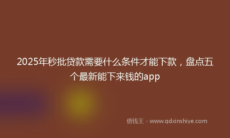 2025年秒批贷款需要什么条件才能下款，盘点五个最新能下来钱的app