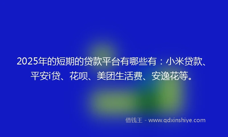 2025年的短期的贷款平台有哪些有：小米贷款、平安i贷、花呗、美团生活费、安逸花等。