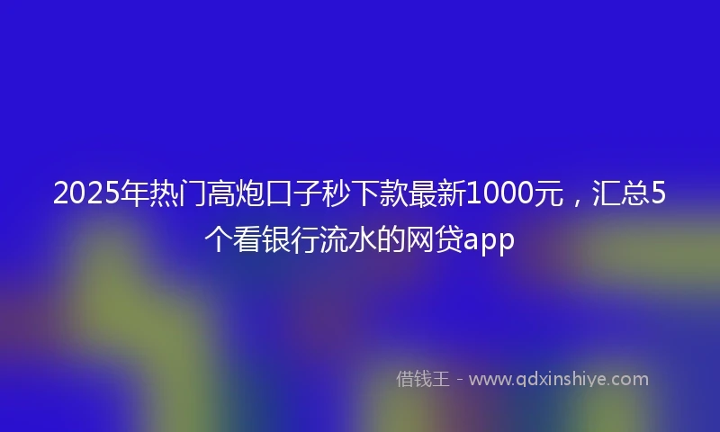 2025年热门高炮口子秒下款最新1000元，汇总5个看银行流水的网贷app