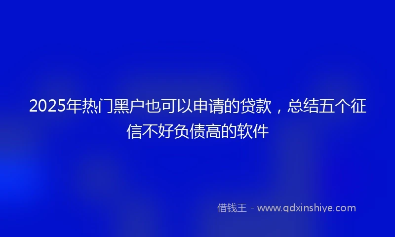 2025年热门黑户也可以申请的贷款，总结五个征信不好负债高的软件