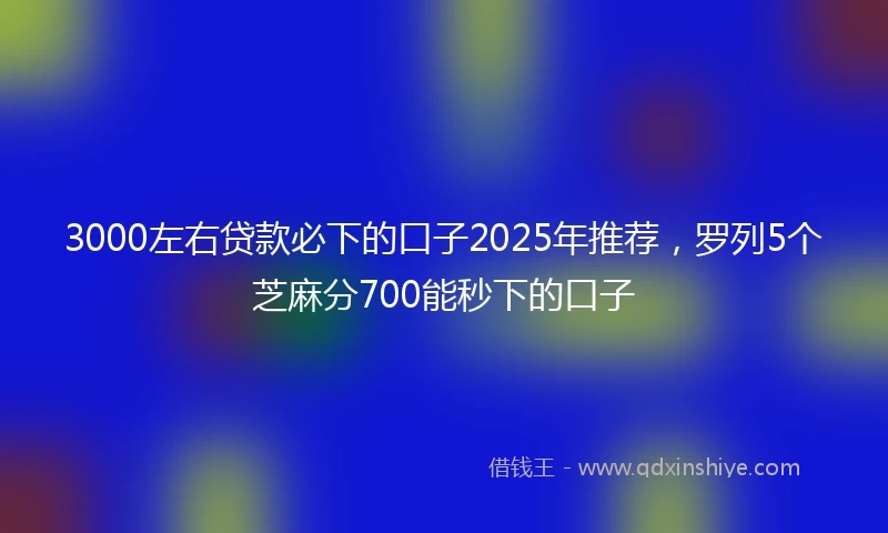 3000左右贷款必下的口子2025年推荐，罗列5个芝麻分700能秒下的口子