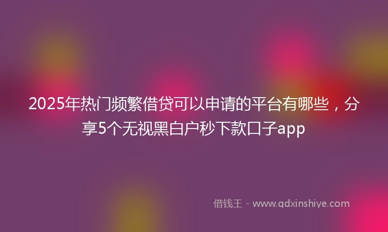 2025年热门频繁借贷可以申请的平台有哪些，分享5个无视黑白户秒下款口子app