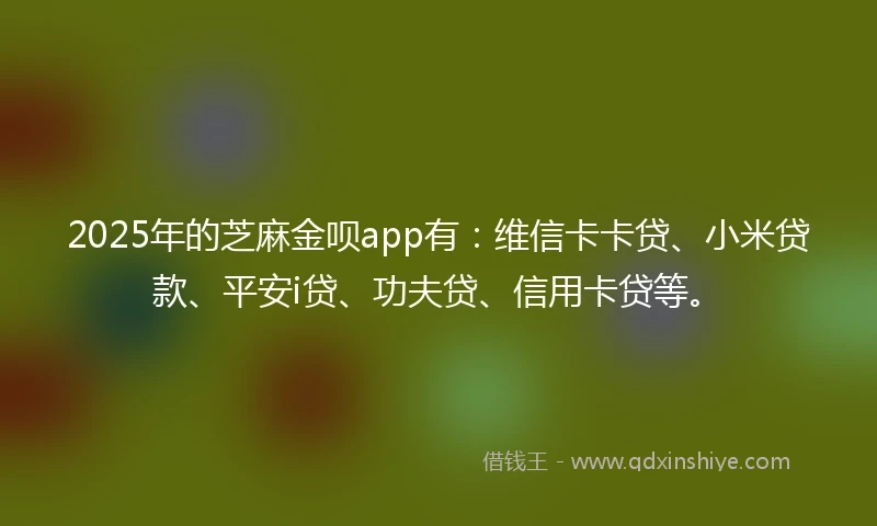 2025年的芝麻金呗app有：维信卡卡贷、小米贷款、平安i贷、功夫贷、信用卡贷等。
