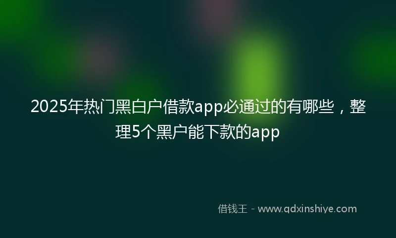 2025年热门黑白户借款app必通过的有哪些，整理5个黑户能下款的app