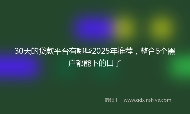30天的贷款平台有哪些2025年推荐，整合5个黑户都能下的口子