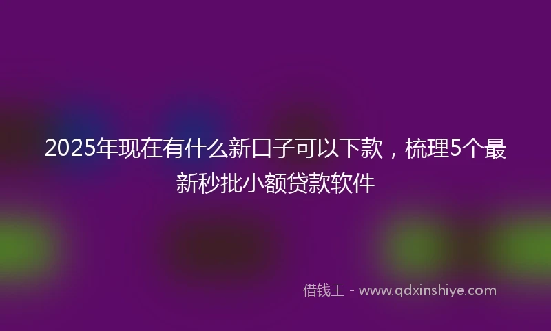 2025年现在有什么新口子可以下款，梳理5个最新秒批小额贷款软件