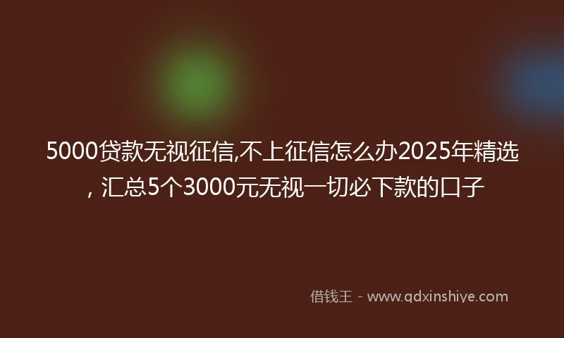 5000贷款无视征信,不上征信怎么办2025年精选，汇总5个3000元无视一切必下款的口子