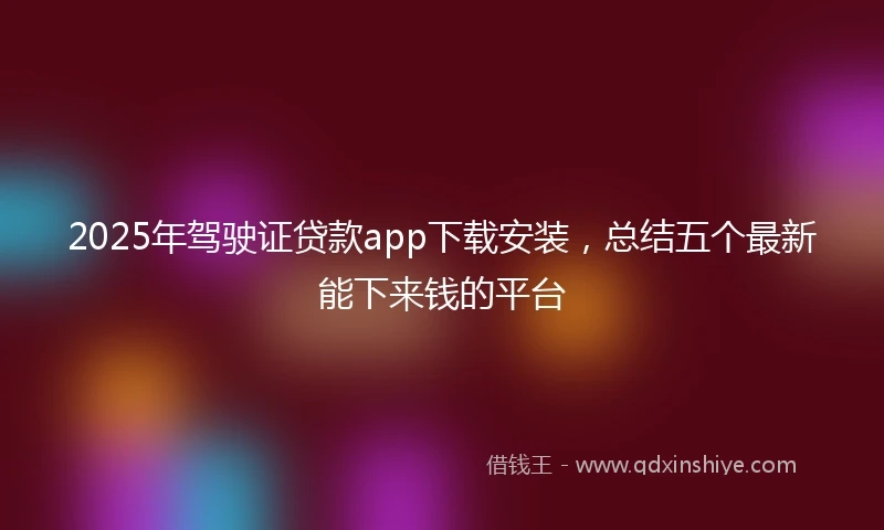 2025年驾驶证贷款app下载安装，总结五个最新能下来钱的平台