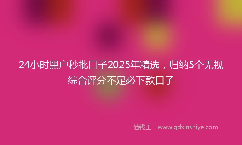 24小时黑户秒批口子2025年精选，归纳5个无视综合评分不足必下款口子