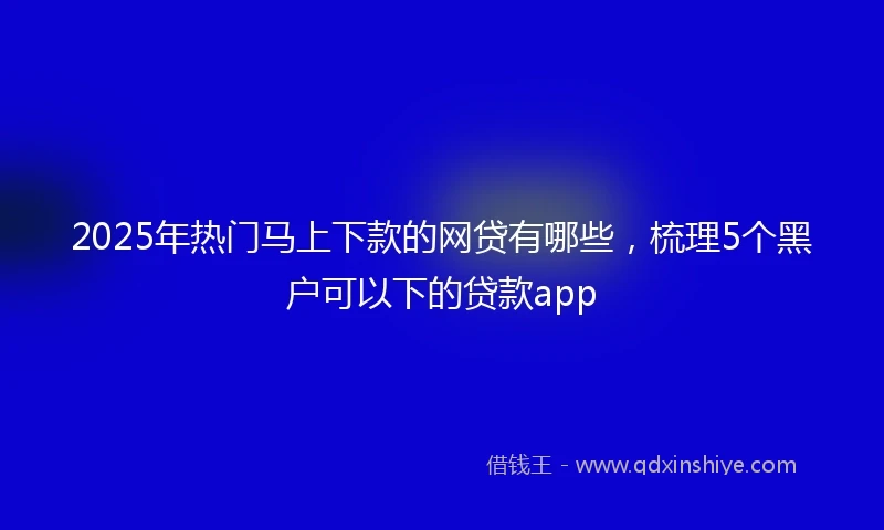 2025年热门马上下款的网贷有哪些，梳理5个黑户可以下的贷款app