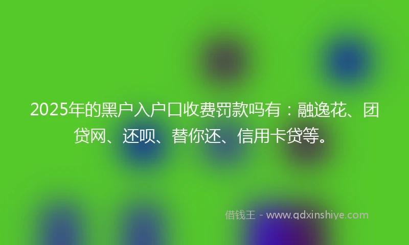 2025年的黑户入户口收费罚款吗有：融逸花、团贷网、还呗、替你还、信用卡贷等。