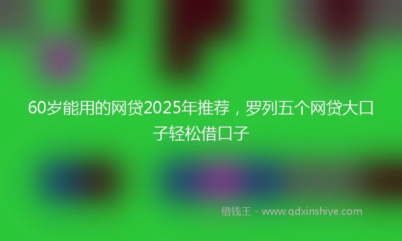 60岁能用的网贷2025年推荐，罗列五个网贷大口子轻松借口子