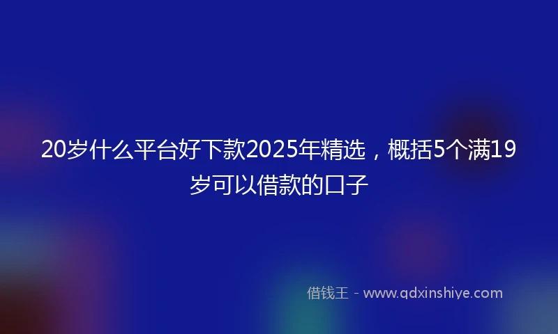 20岁什么平台好下款2025年精选，概括5个满19岁可以借款的口子