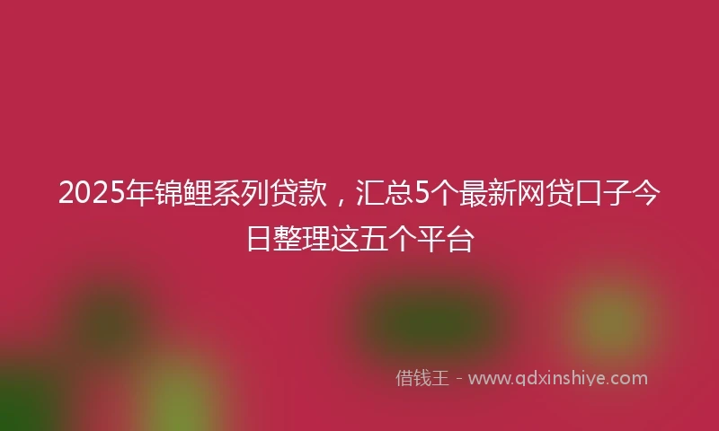 2025年锦鲤系列贷款，汇总5个最新网贷口子今日整理这五个平台