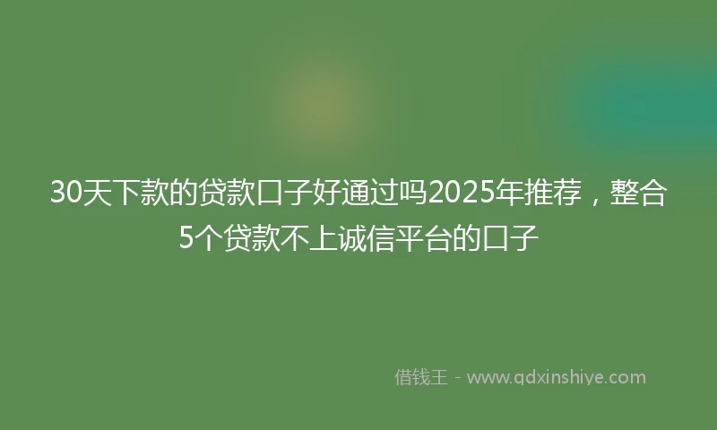 30天下款的贷款口子好通过吗2025年推荐，整合5个贷款不上诚信平台的口子