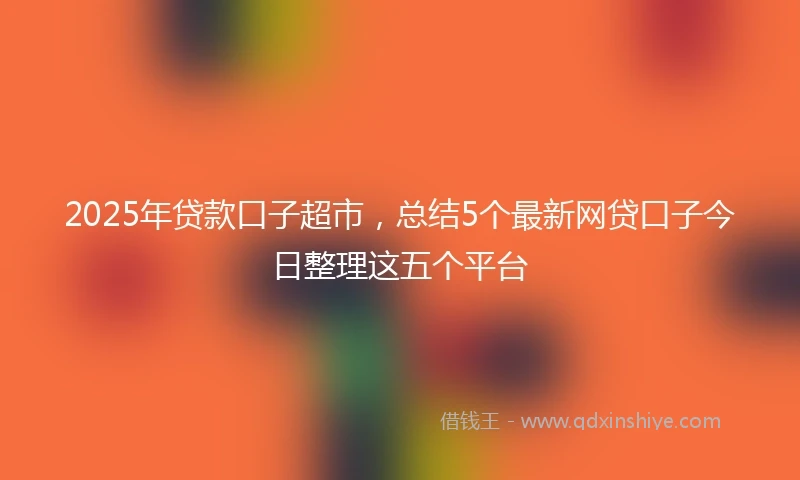 2025年贷款口子超市，总结5个最新网贷口子今日整理这五个平台