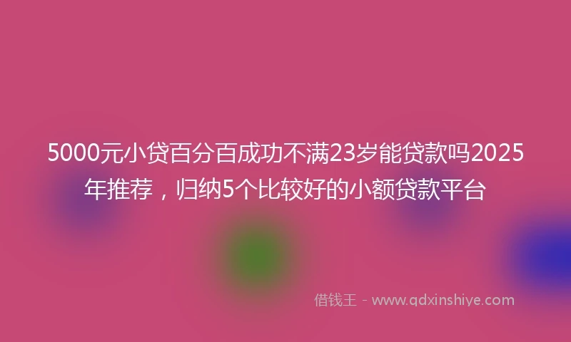 5000元小贷百分百成功不满23岁能贷款吗2025年推荐，归纳5个比较好的小额贷款平台