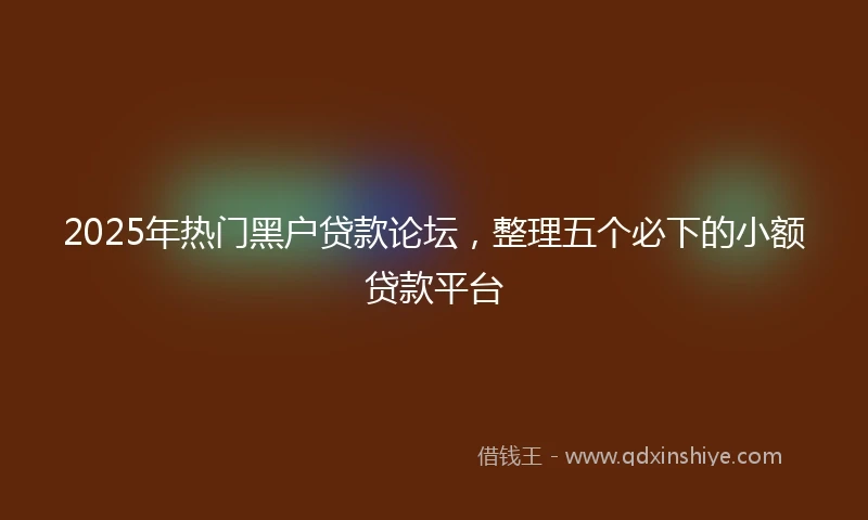 2025年热门黑户贷款论坛，整理五个必下的小额贷款平台