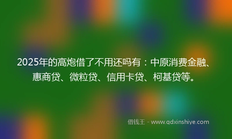 2025年的高炮借了不用还吗有：中原消费金融、惠商贷、微粒贷、信用卡贷、柯基贷等。