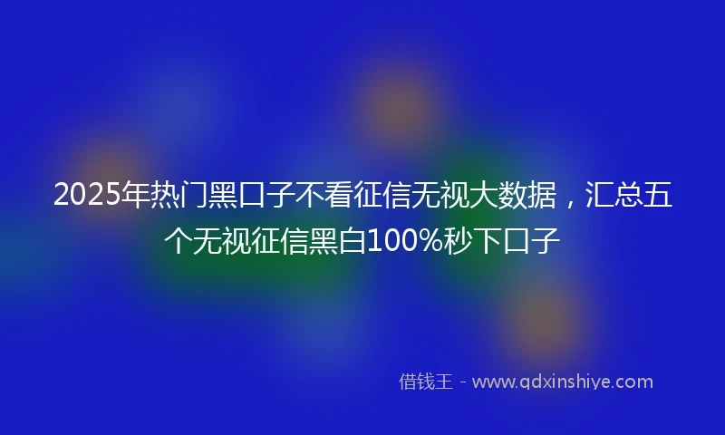 2025年热门黑口子不看征信无视大数据，汇总五个无视征信黑白100%秒下口子