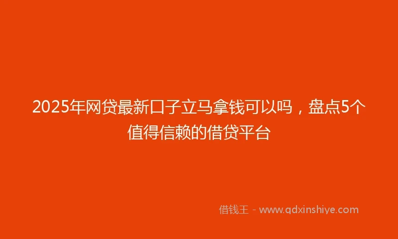 2025年网贷最新口子立马拿钱可以吗，盘点5个值得信赖的借贷平台