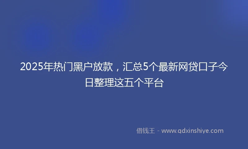 2025年热门黑户放款，汇总5个最新网贷口子今日整理这五个平台