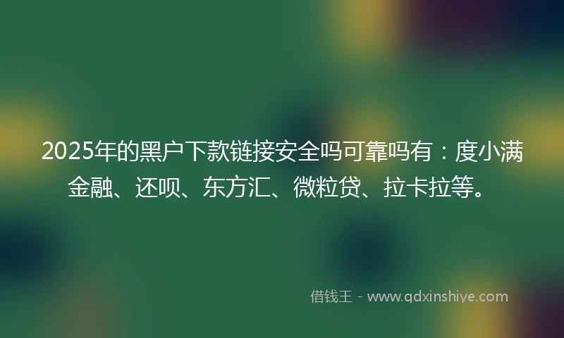 2025年的黑户下款链接安全吗可靠吗有：度小满金融、还呗、东方汇、微粒贷、拉卡拉等。