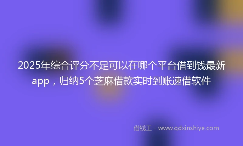 2025年综合评分不足可以在哪个平台借到钱最新app，归纳5个芝麻借款实时到账速借软件