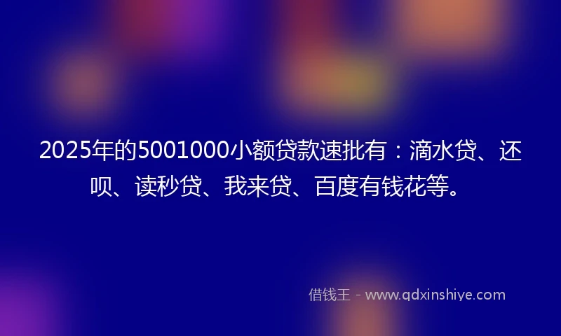2025年的5001000小额贷款速批有：滴水贷、还呗、读秒贷、我来贷、百度有钱花等。
