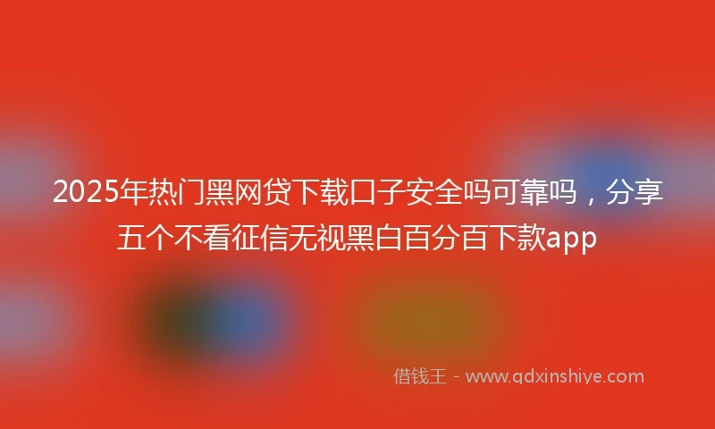 2025年热门黑网贷下载口子安全吗可靠吗，分享五个不看征信无视黑白百分百下款app