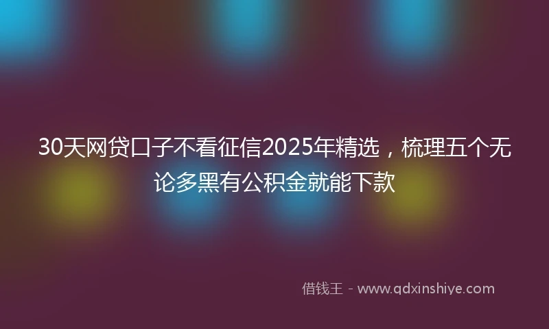 30天网贷口子不看征信2025年精选，梳理五个无论多黑有公积金就能下款