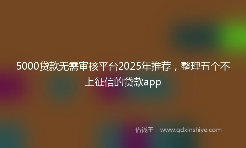 5000贷款无需审核平台2025年推荐，整理五个不上征信的贷款app
