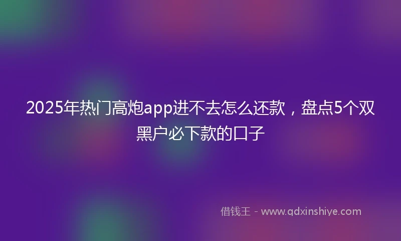 2025年热门高炮app进不去怎么还款，盘点5个双黑户必下款的口子