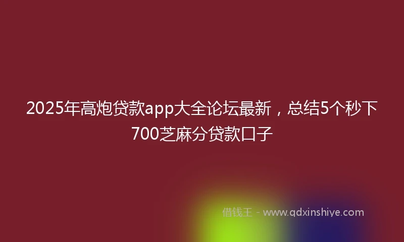2025年高炮贷款app大全论坛最新，总结5个秒下700芝麻分贷款口子