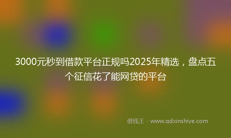 3000元秒到借款平台正规吗2025年精选，盘点五个征信花了能网贷的平台