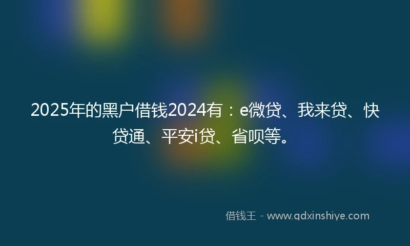 2025年的黑户借钱2024有：e微贷、我来贷、快贷通、平安i贷、省呗等。