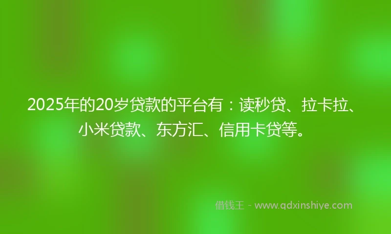 2025年的20岁贷款的平台有：读秒贷、拉卡拉、小米贷款、东方汇、信用卡贷等。