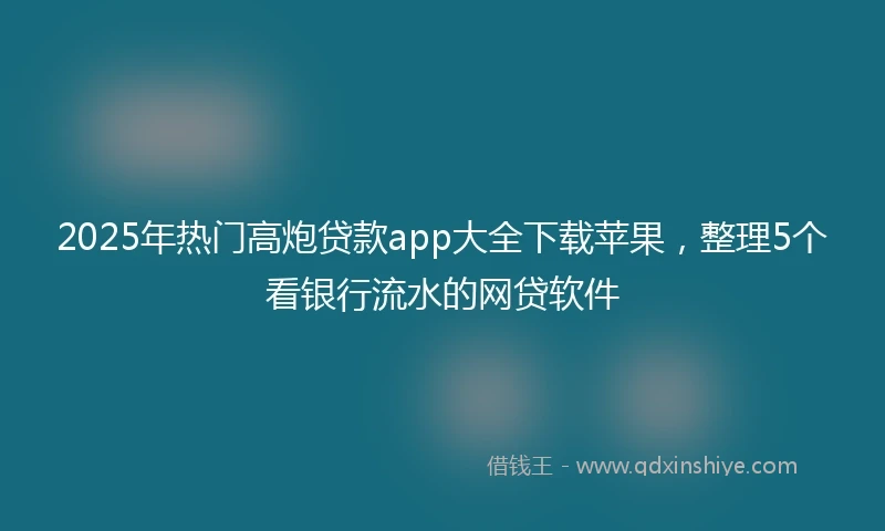 2025年热门高炮贷款app大全下载苹果，整理5个看银行流水的网贷软件