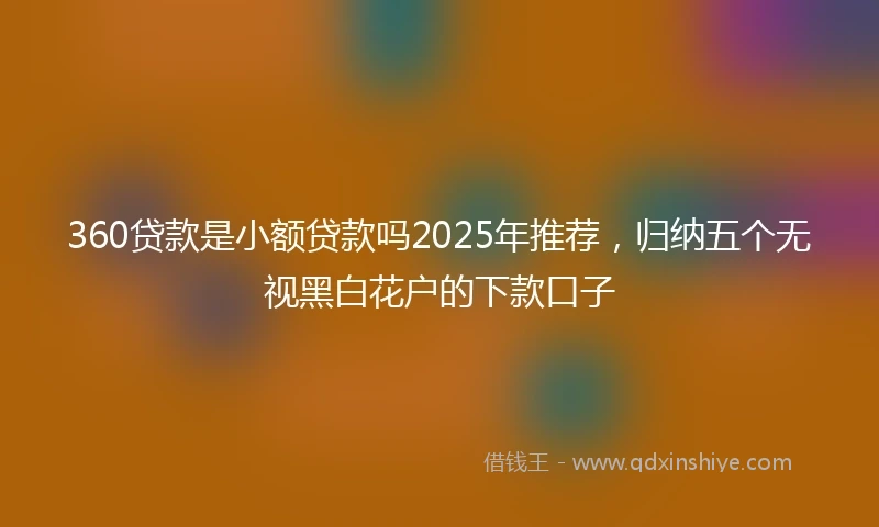 360贷款是小额贷款吗2025年推荐，归纳五个无视黑白花户的下款口子