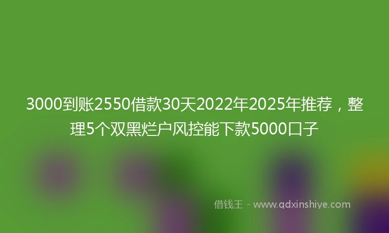 3000到账2550借款30天2022年2025年推荐，整理5个双黑烂户风控能下款5000口子