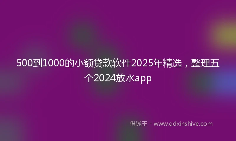 500到1000的小额贷款软件2025年精选，整理五个2024放水app