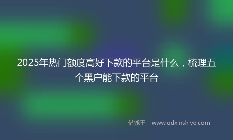 2025年热门额度高好下款的平台是什么，梳理五个黑户能下款的平台