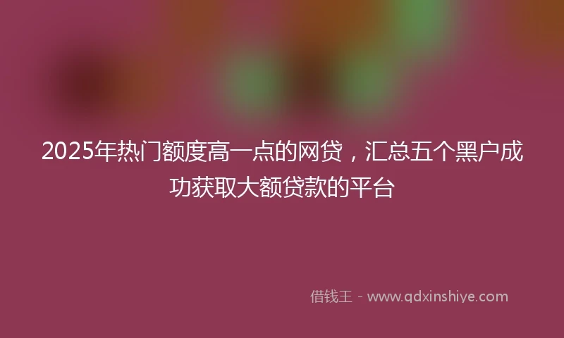 2025年热门额度高一点的网贷，汇总五个黑户成功获取大额贷款的平台