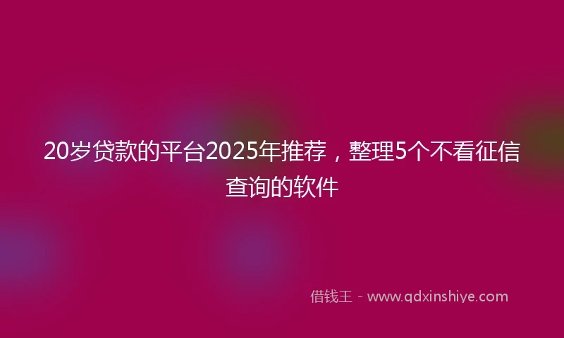 20岁贷款的平台2025年推荐，整理5个不看征信查询的软件