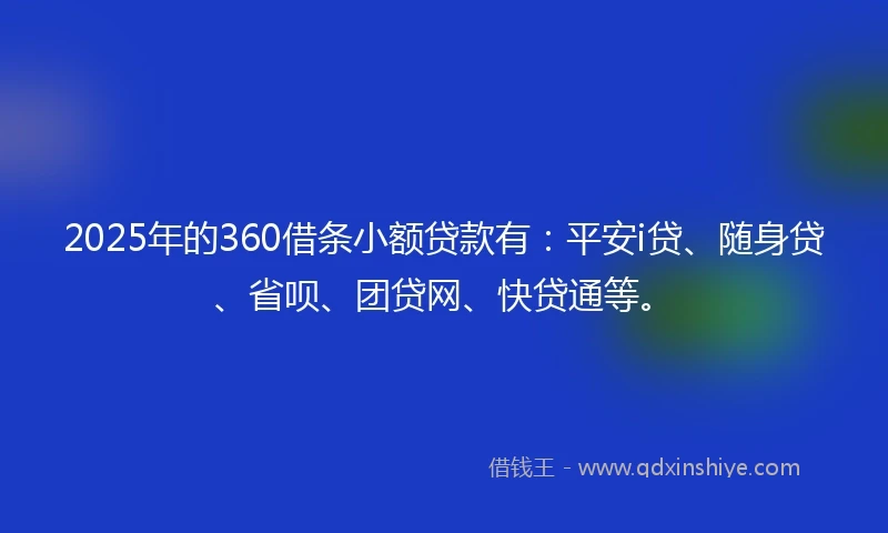 2025年的360借条小额贷款有：平安i贷、随身贷、省呗、团贷网、快贷通等。