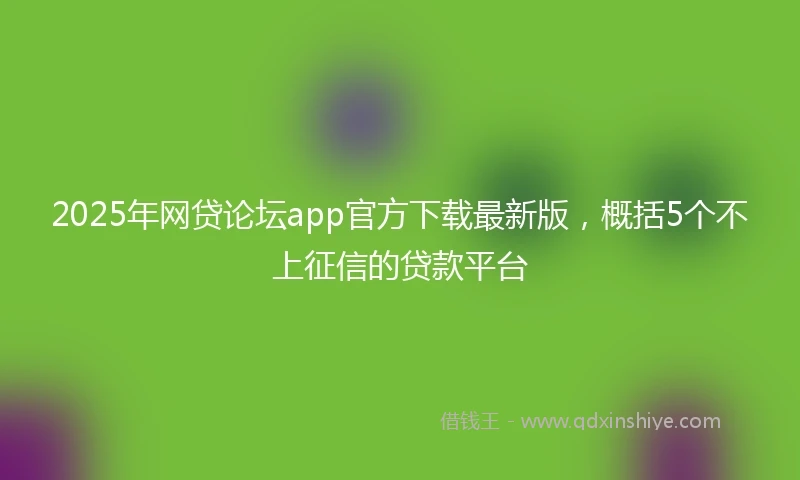 2025年网贷论坛app官方下载最新版，概括5个不上征信的贷款平台