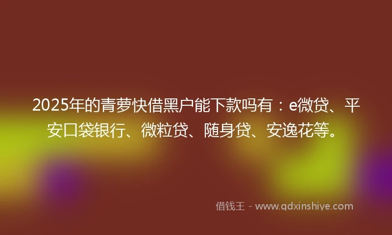 2025年的青萝快借黑户能下款吗有：e微贷、平安口袋银行、微粒贷、随身贷、安逸花等。